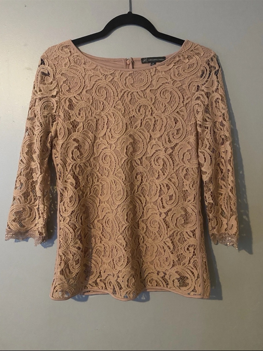 Adrianna Papell Blush Pink Lace Overlay Top